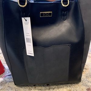 BCBGENERATION BLACK TOTE BAG WITH SHOULDER STRAPS